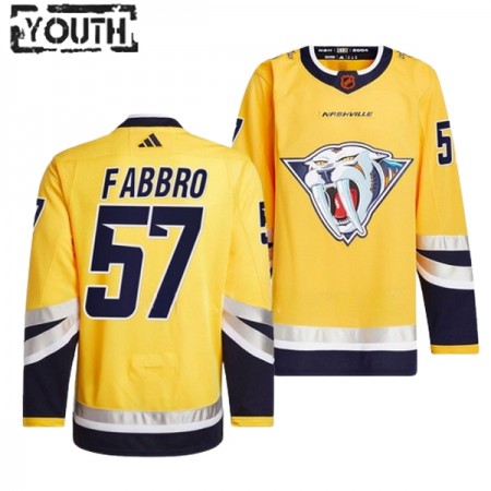 Nashville Predators Hockeydrakt Dante Fabbro 57 2022-23 Gul Reverse Retro 2.0 Adidas Authentic - Barn